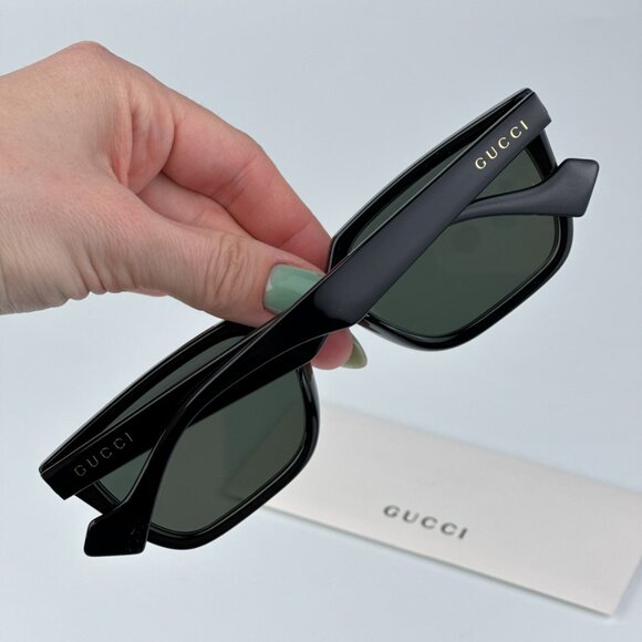 Gucci GG1539S 001 BRAND NEW Sunglasses Black Grey Unisex Rectangle - Picture 3 of 14